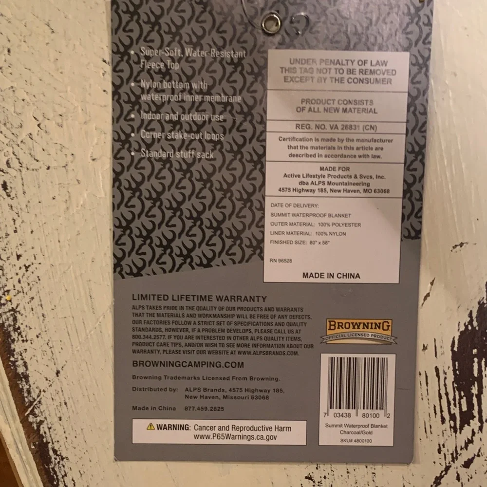 Browning Summit Waterproof Blanket for Camping or Backpacking - Picture 3 of 3